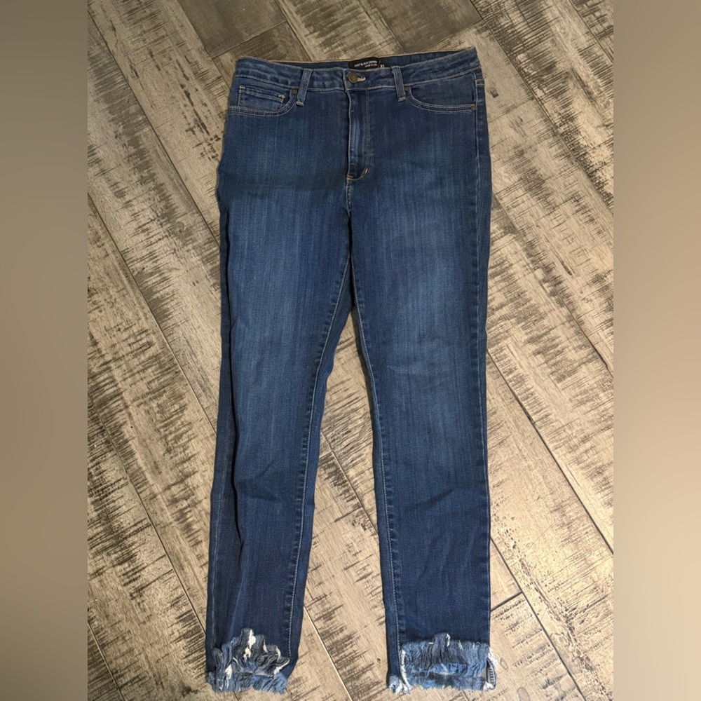 Just Black Dark Blue Frayed Hem Skinny Jeans